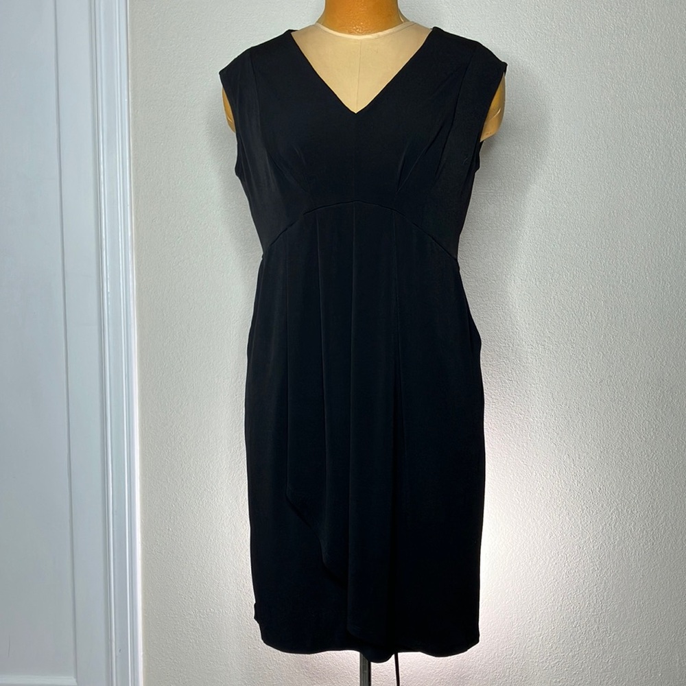 AB Studio Black Sleeveless V-Neck Dress
